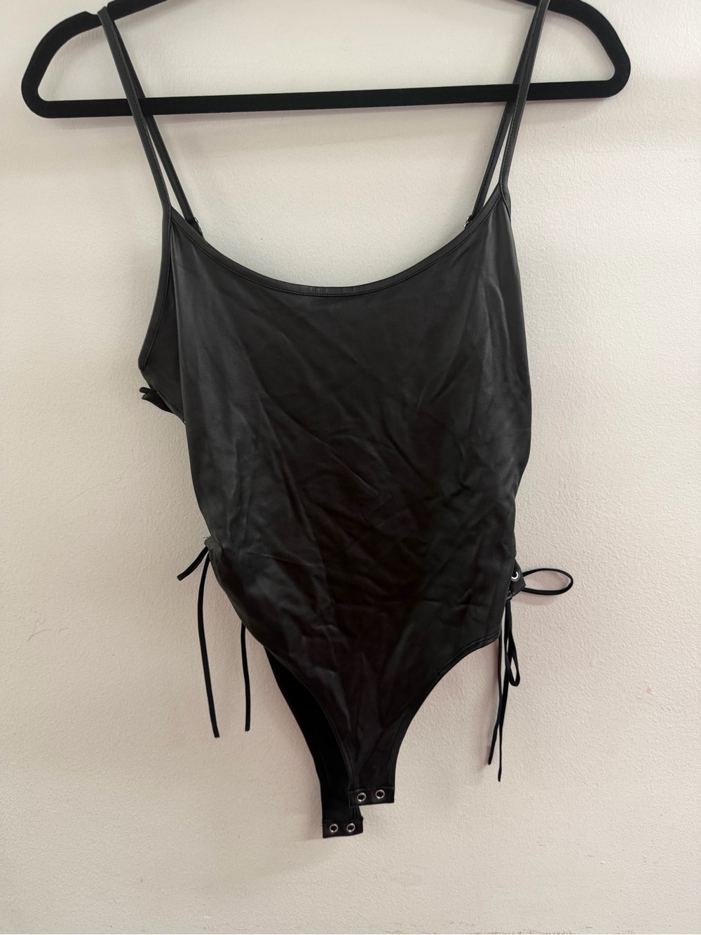 Forever 21 Black Spaghetti-Strap Bodysuit with Side Ties